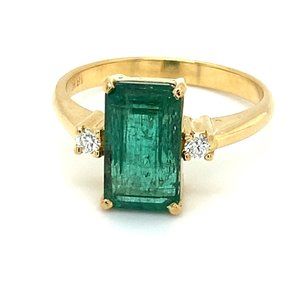 Certified Emerald 3.85ct Diamonds 18K Gold Ring